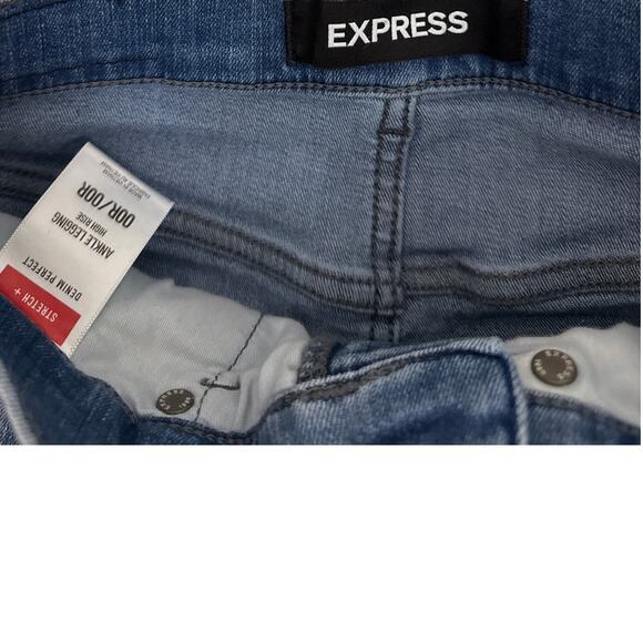 Express Jeans High Waist Pin Striped Perfect Ankle Denim Leggings Women's 00 - Picture 5 of 5